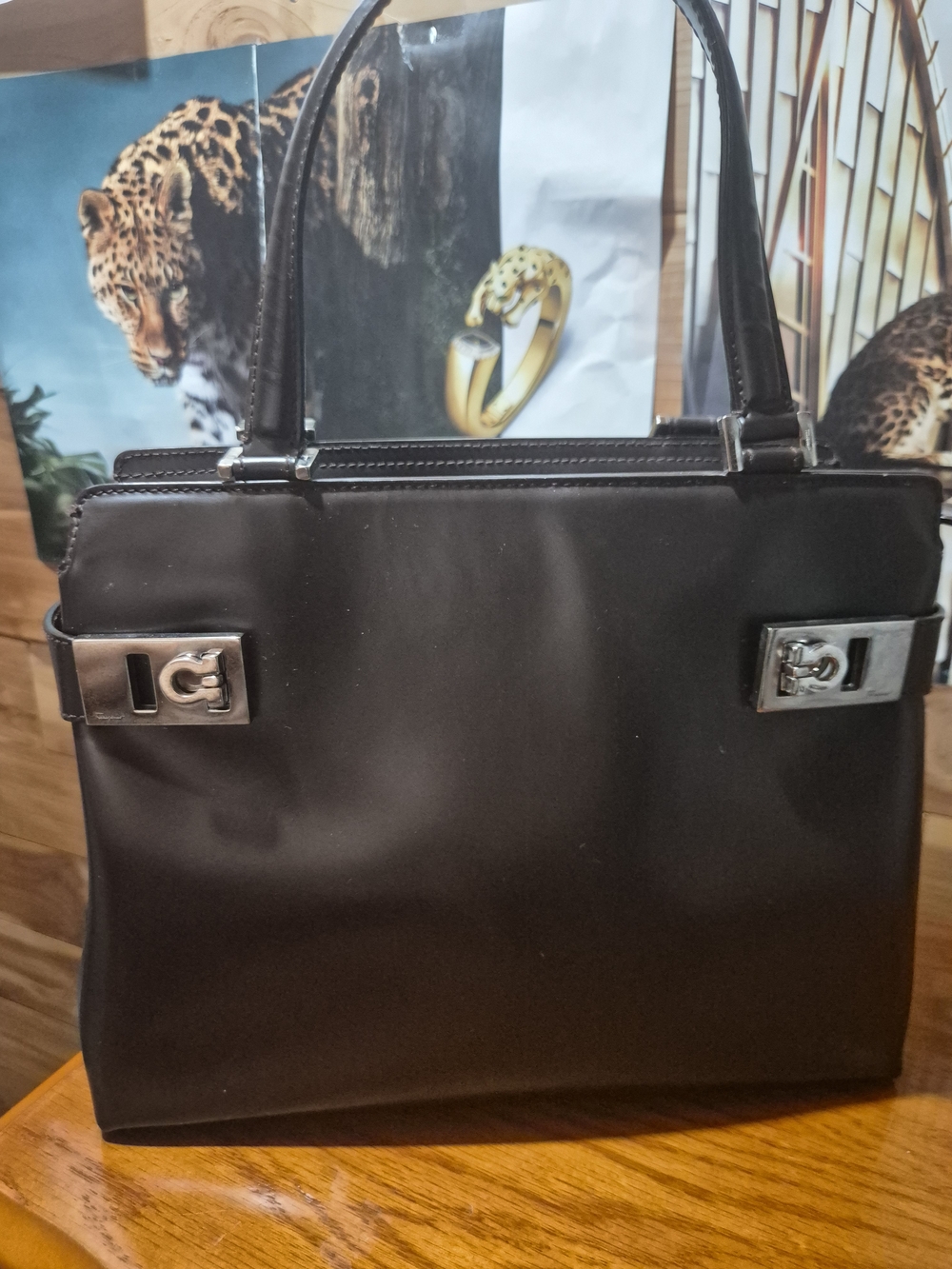 Very Rare Y2K Salvatore Ferragamo Brown Chocolate  Satchel with Silver Hardware